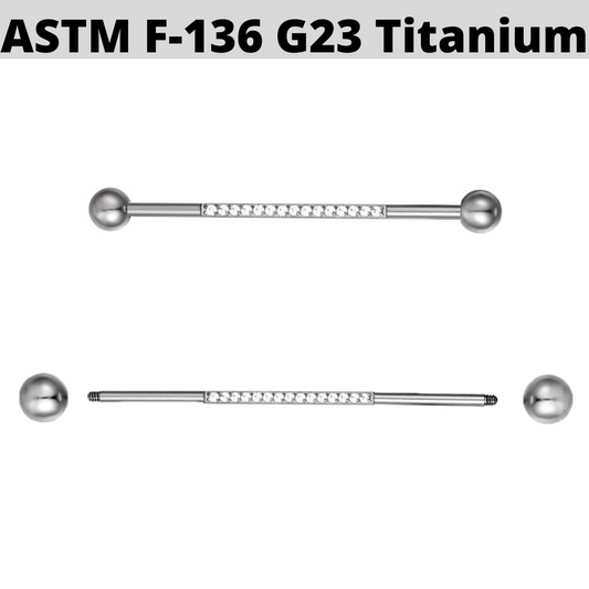 G23 Titanium Lined CZ Industrial Barbell