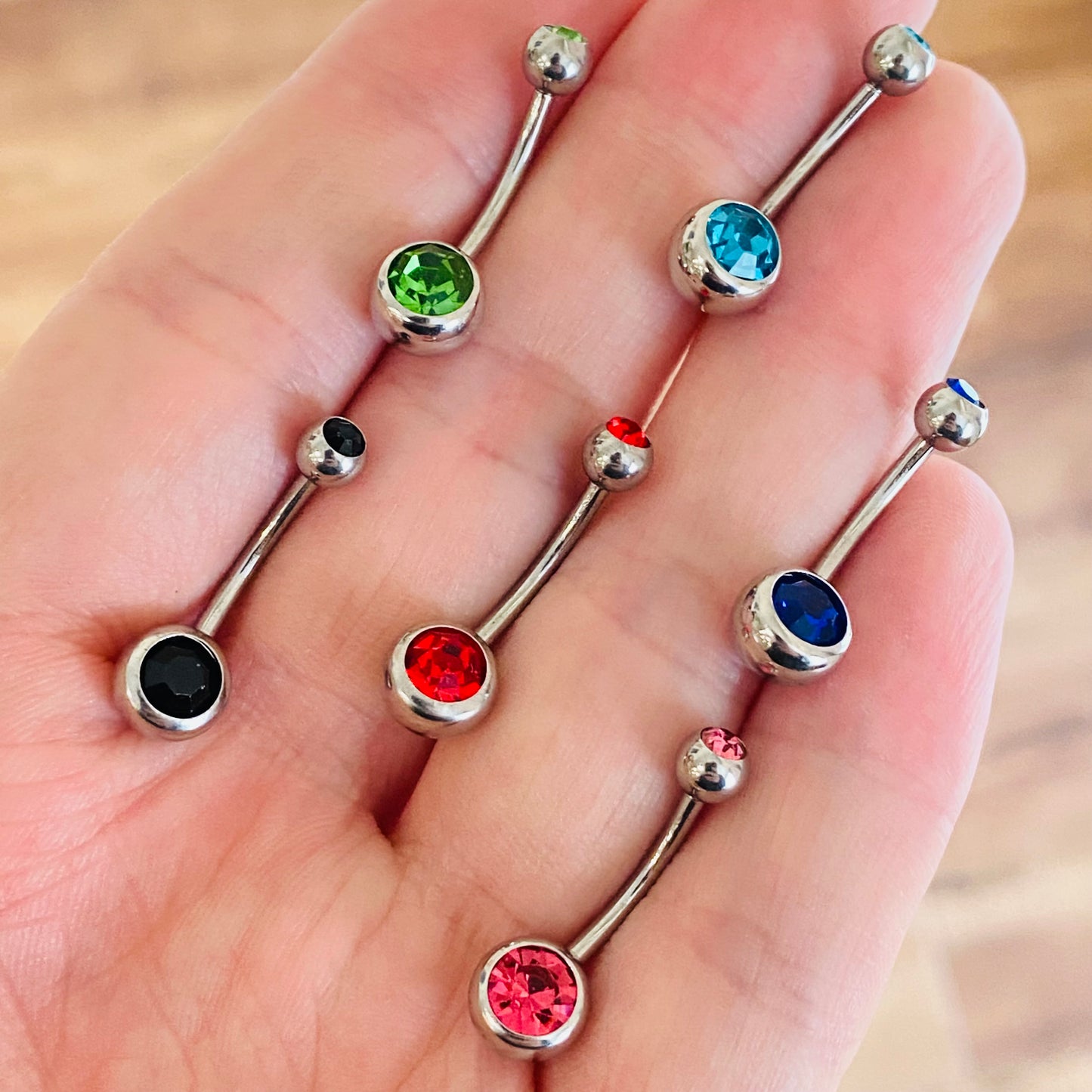 Double Gem Press Fit CZ Belly Ring