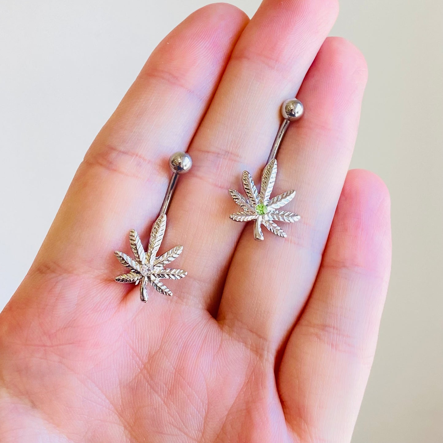 CZ Pot Leaf Belly Ring