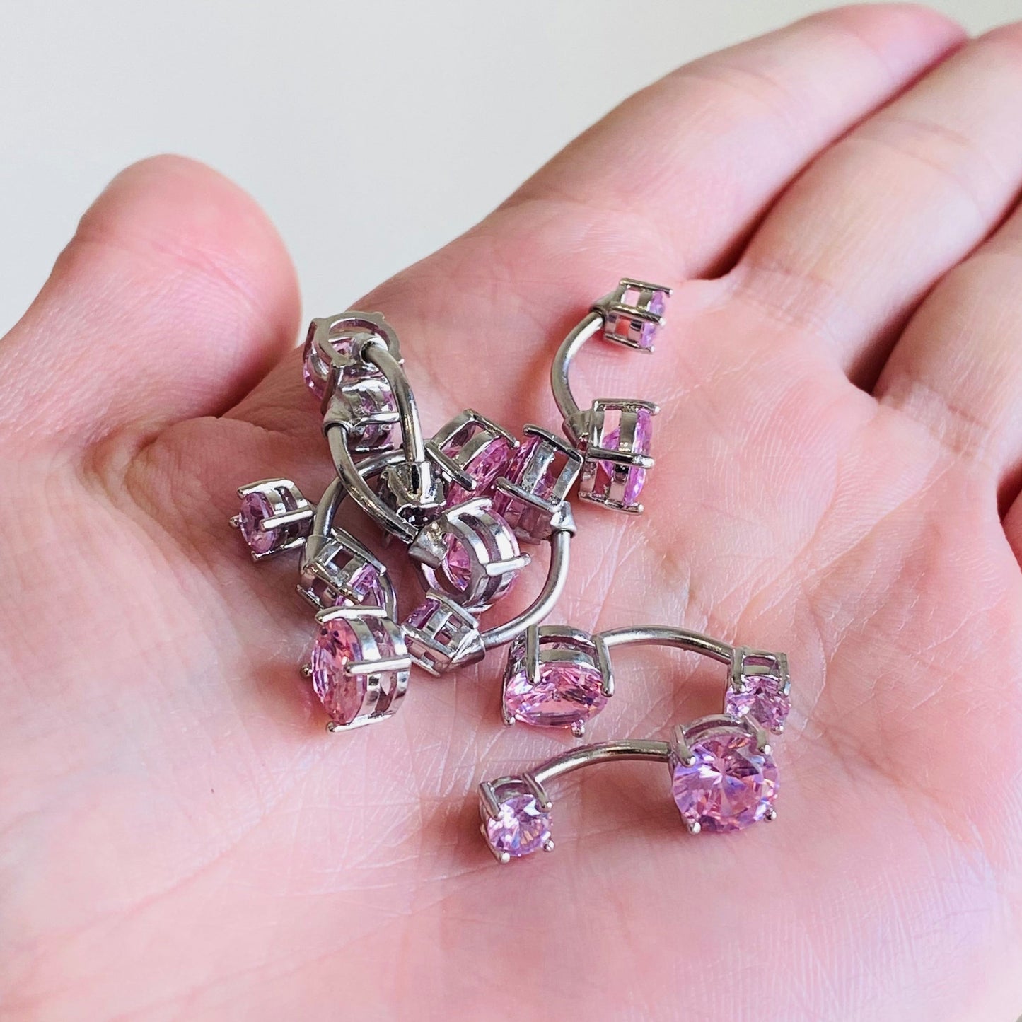 Prong Set Double CZ Belly Ring