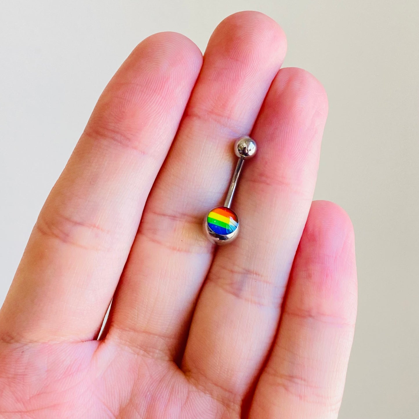 Gay Pride Rainbow Logo Belly Ring