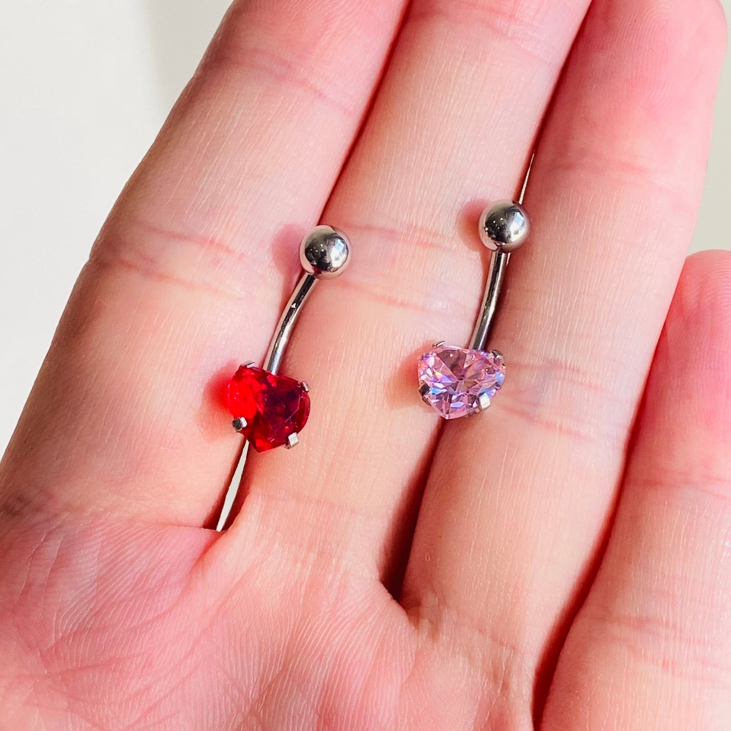 Prong Set Heart CZ Belly Ring