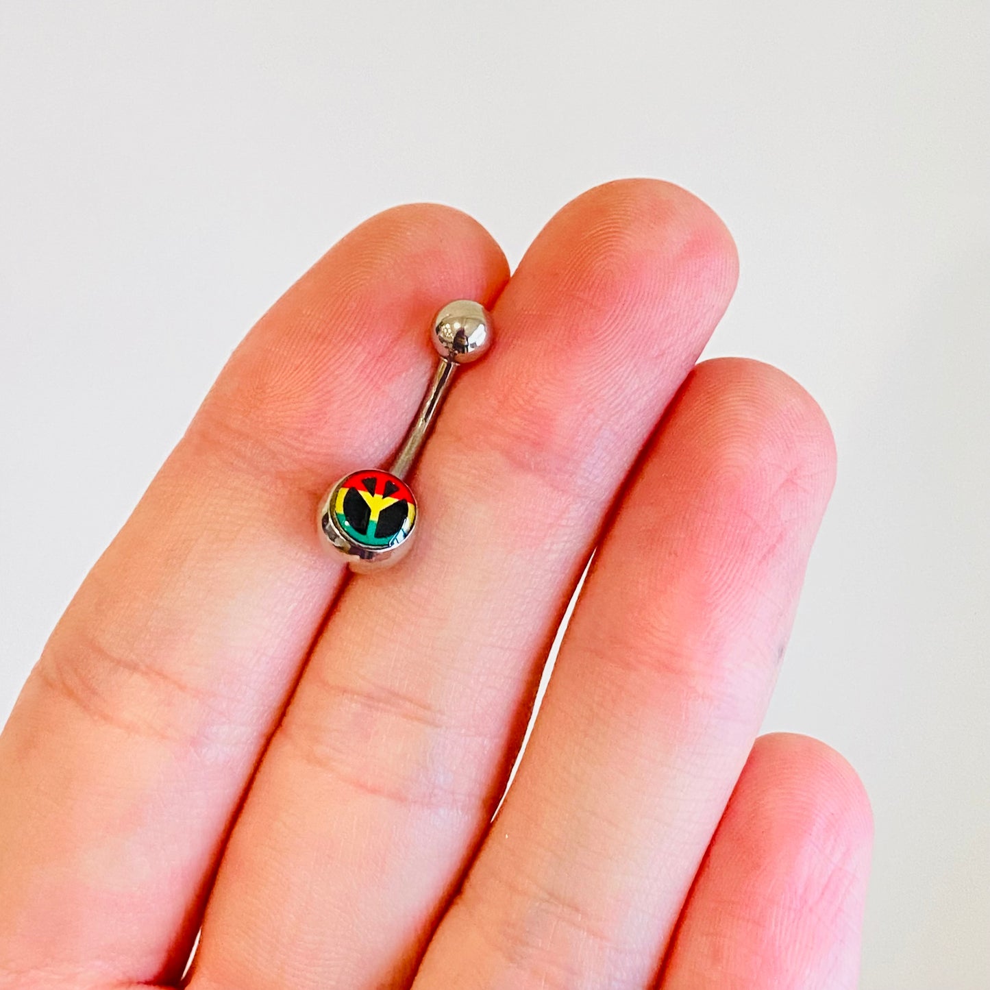 Rasta Peace Sign Logo Belly Ring