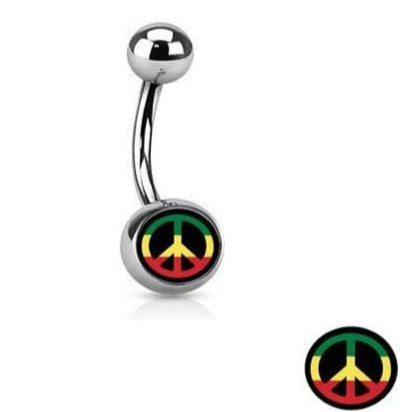 Rasta Peace Sign Logo Belly Ring