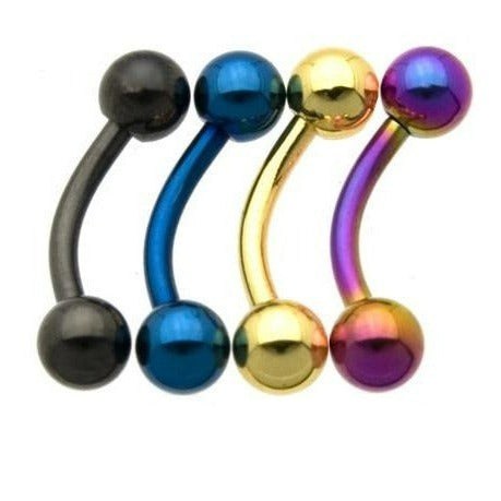 14G Ion Plated Ball Curved Barbell
