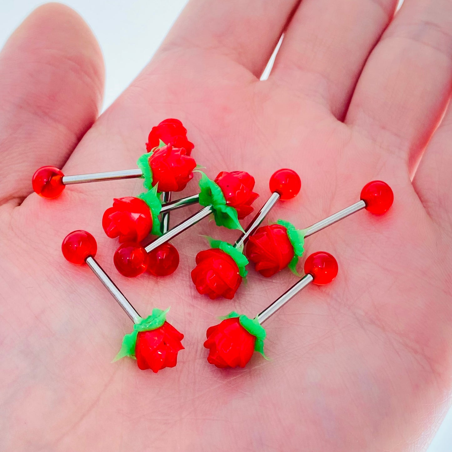 Silicone Red Rose Barbell
