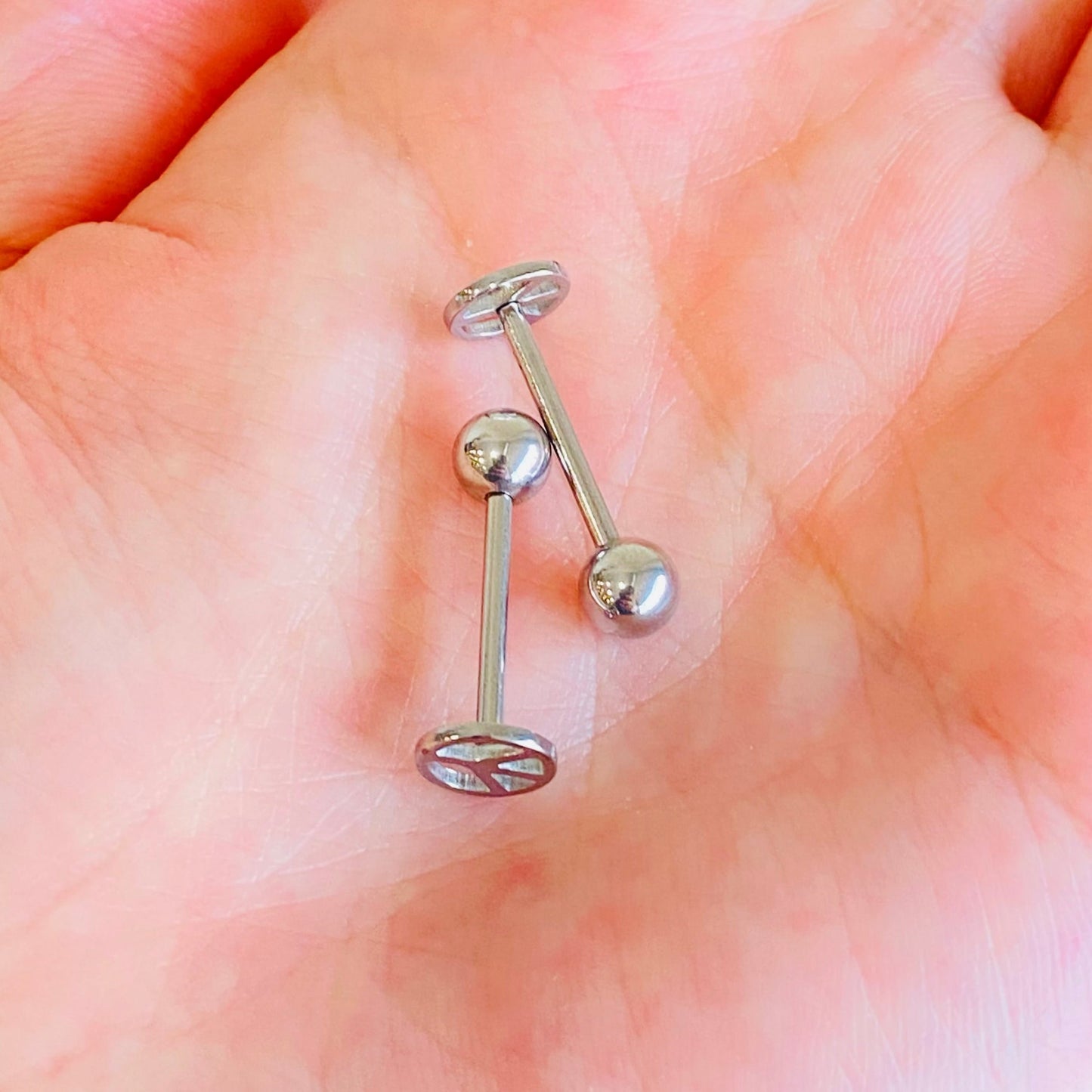 Steel Peace Sign Tongue Ring