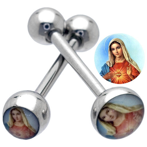 Virgin Mary Logo Tongue Ring