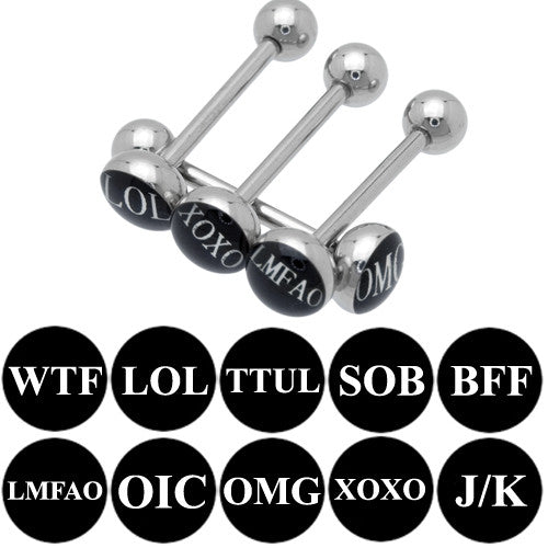 Dome Top Texting Logo Tongue Rings