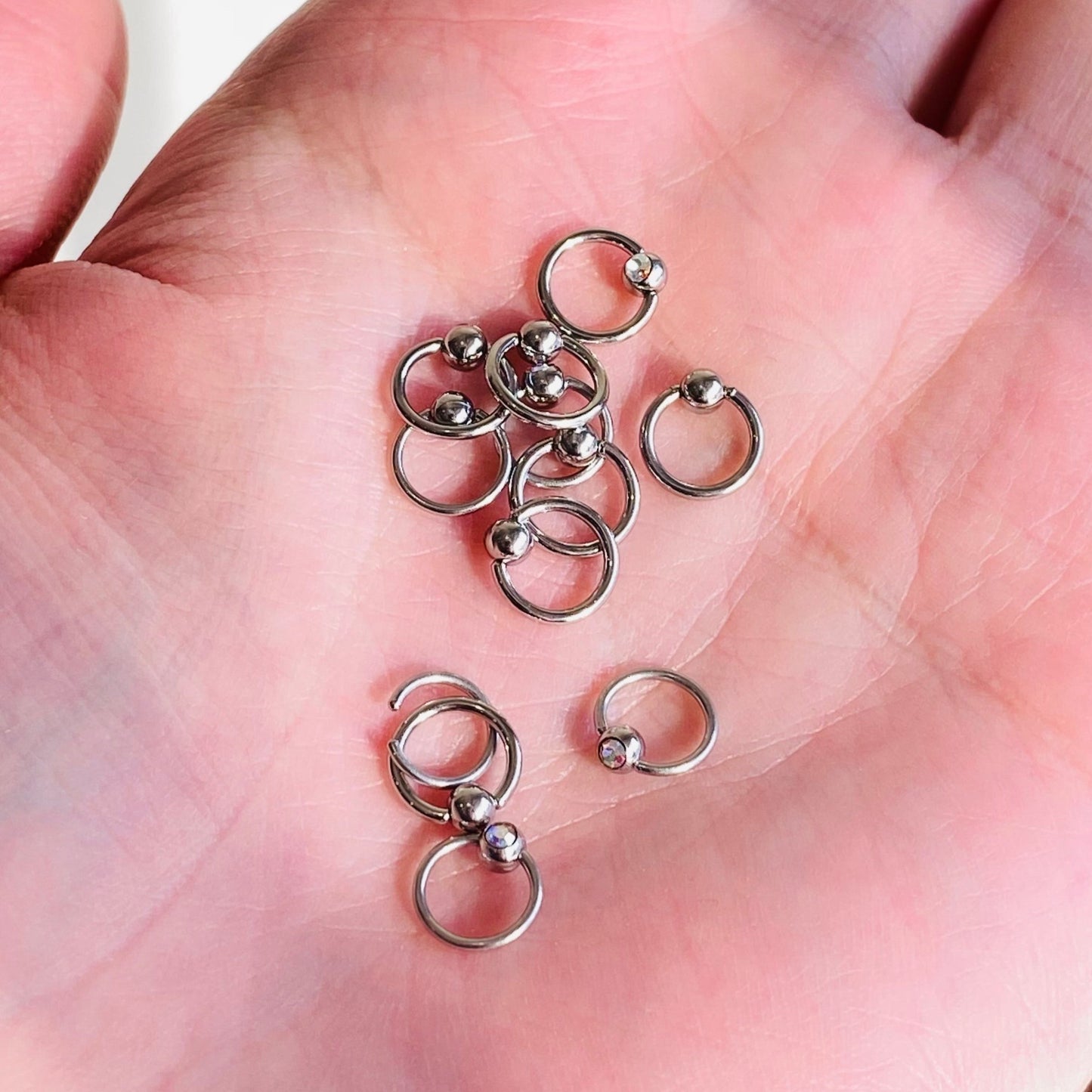 Steel CZ Gem Captive Bead Ring