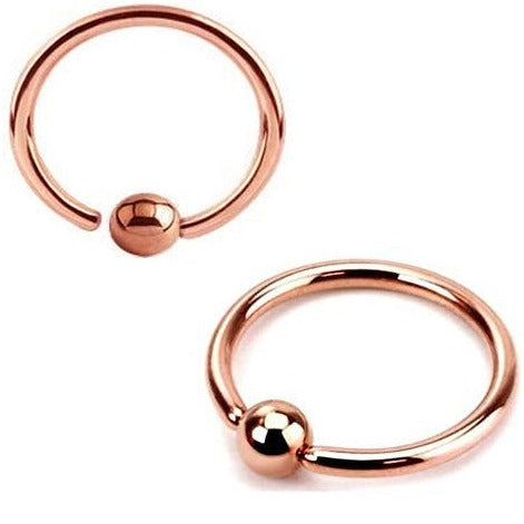 Rose Gold Ion Plated Fixed Ball Captive Ring