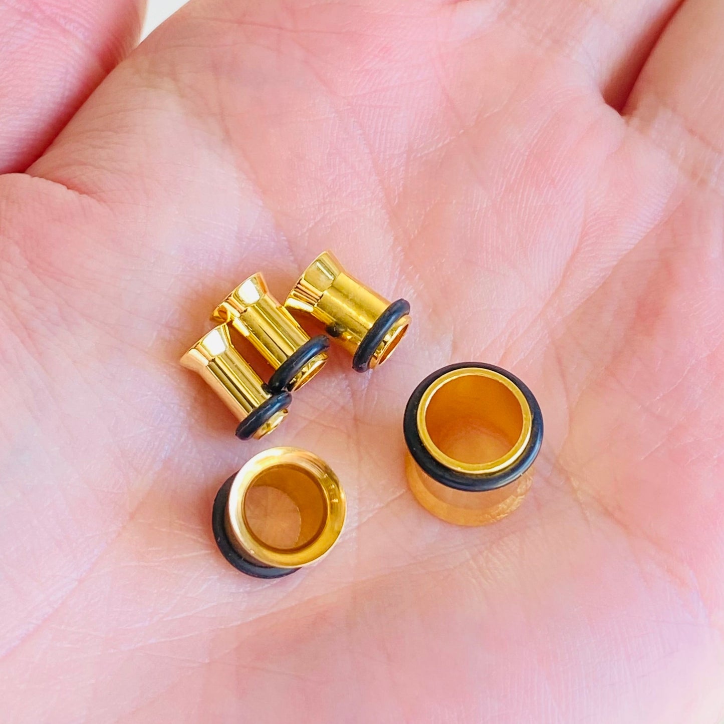 Gold Ion Plated Steel Single Flared Tunnel 6G to 00G