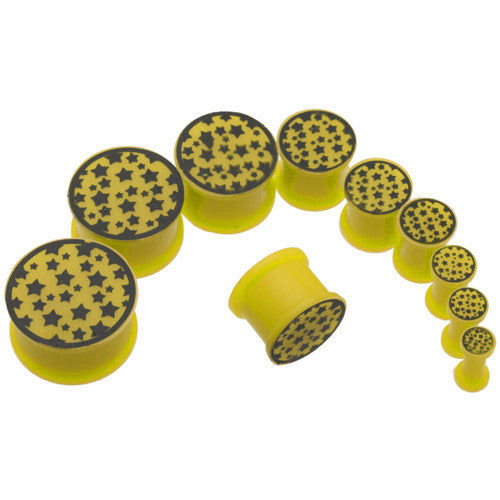 Yellow Star Logo Silicone Plugs 4G to 3/4"