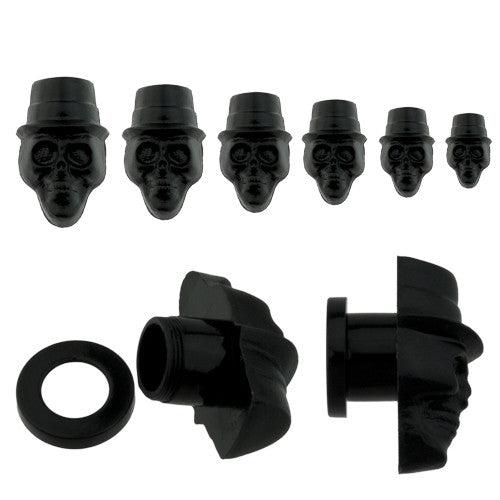 Black Gambler Top Hat Skull Screw Plug 00G