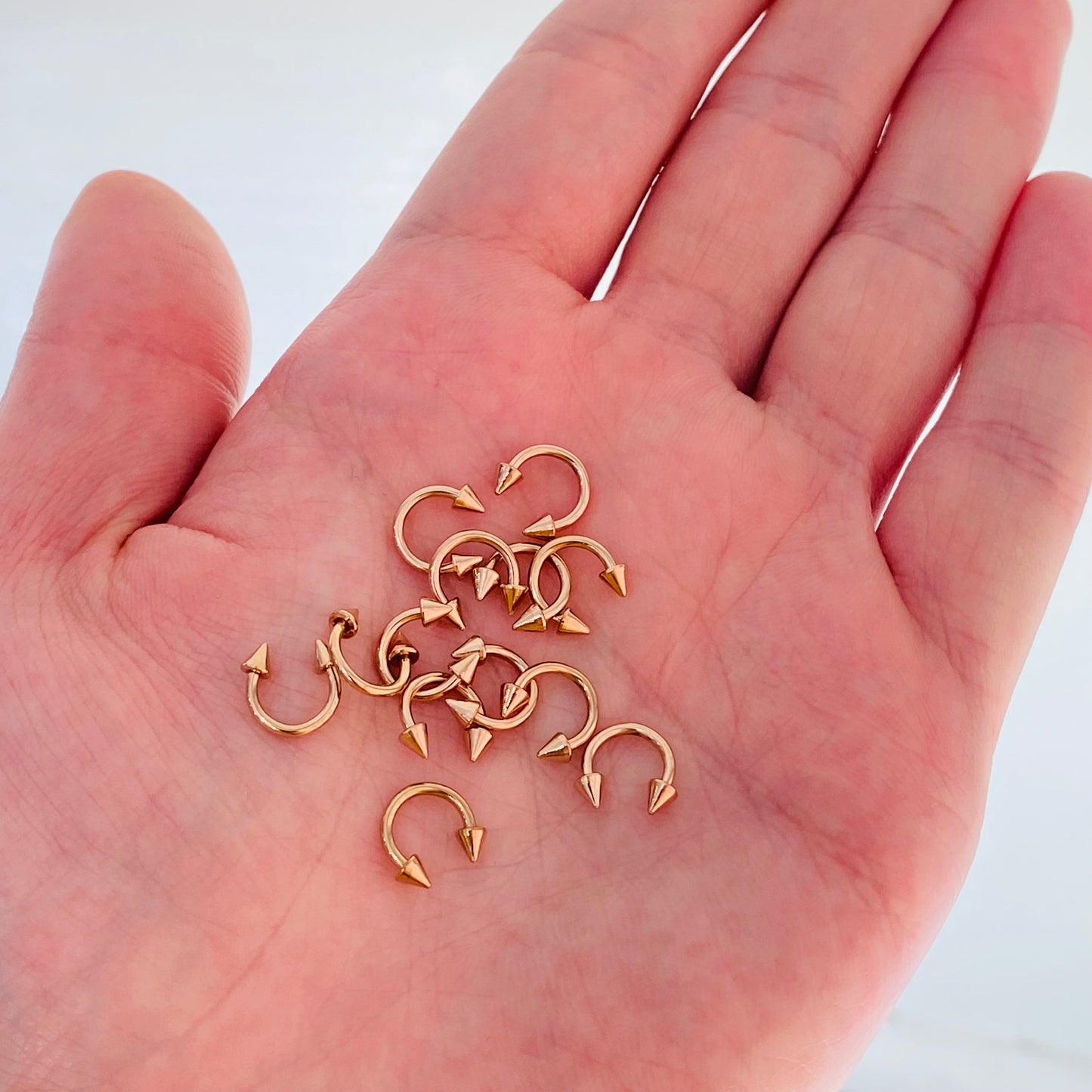 18G 16G Rose Gold Steel Ion Plated Spike Horseshoe
