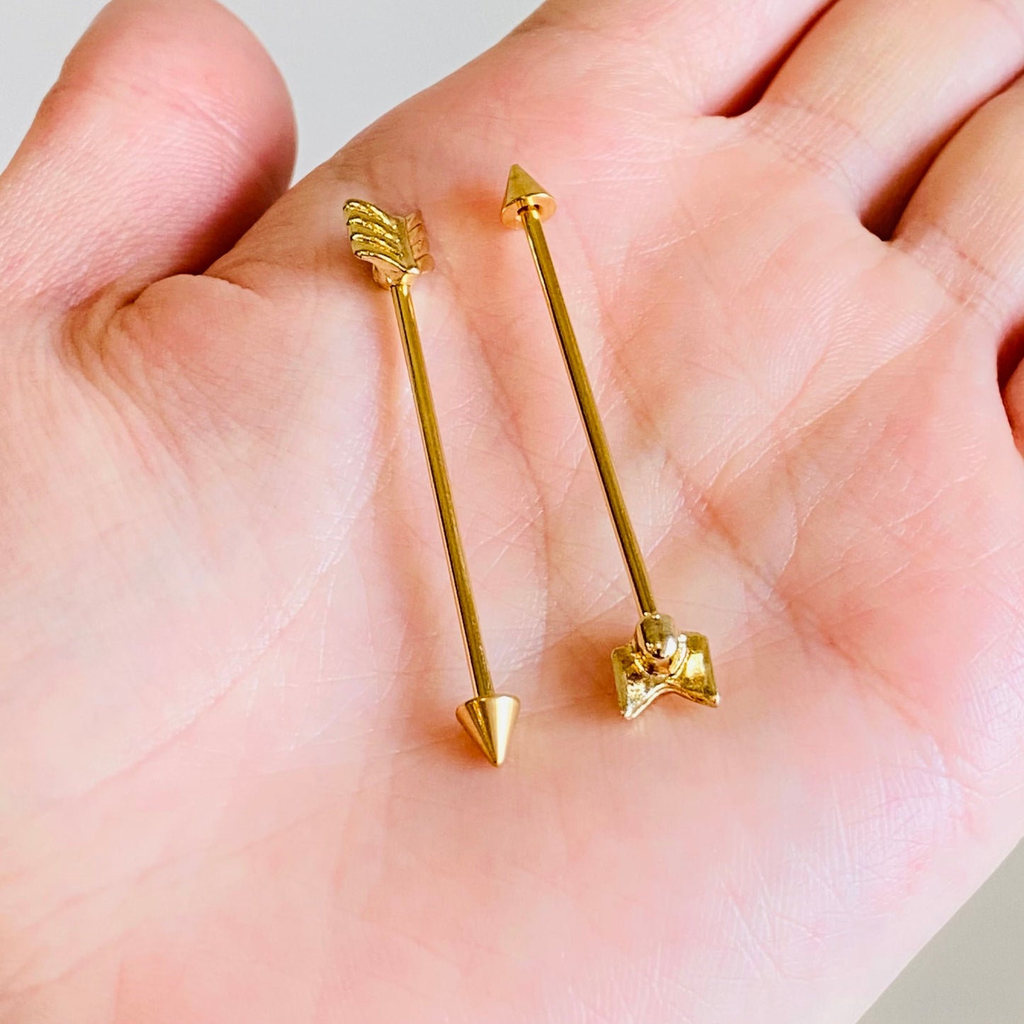 Gold Ion Plated Steel Arrow Industrial Barbell