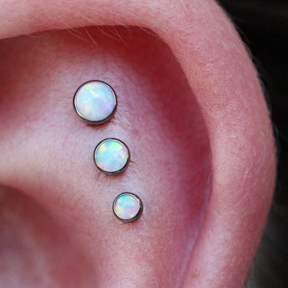 G23 Titanium Flat Opal Ear Tragus Barbell