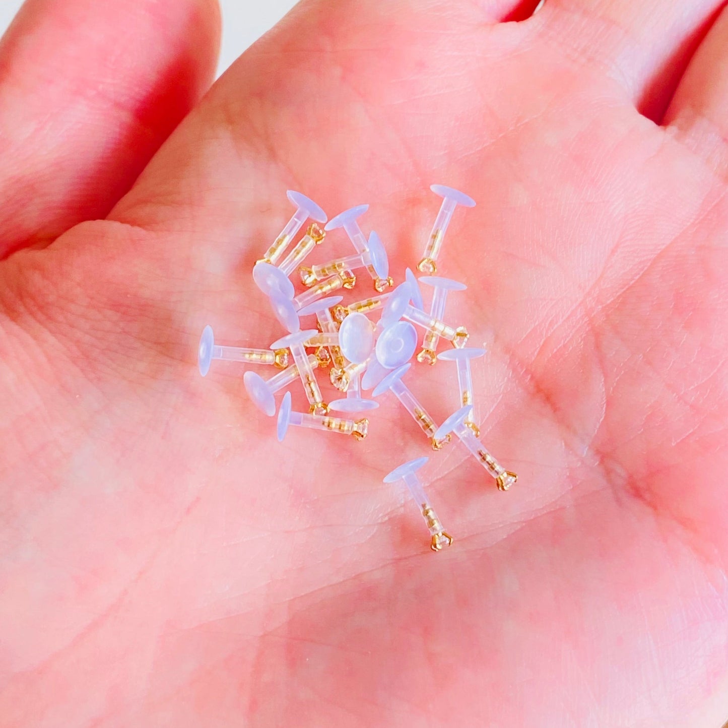 16G Gold Prong Set CZ Flexible Ion Plated Tragus Labret