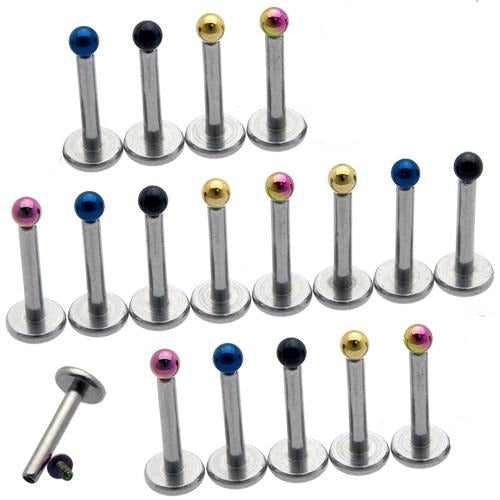 16G Internally Threaded 2mm Top Ion Plated Ball Labret