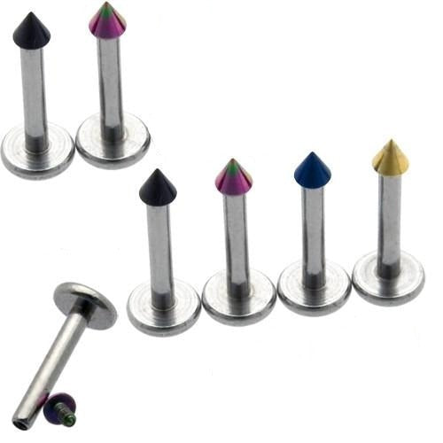 16G Internally Threaded 2mm Top Spike Ion Plated Labret