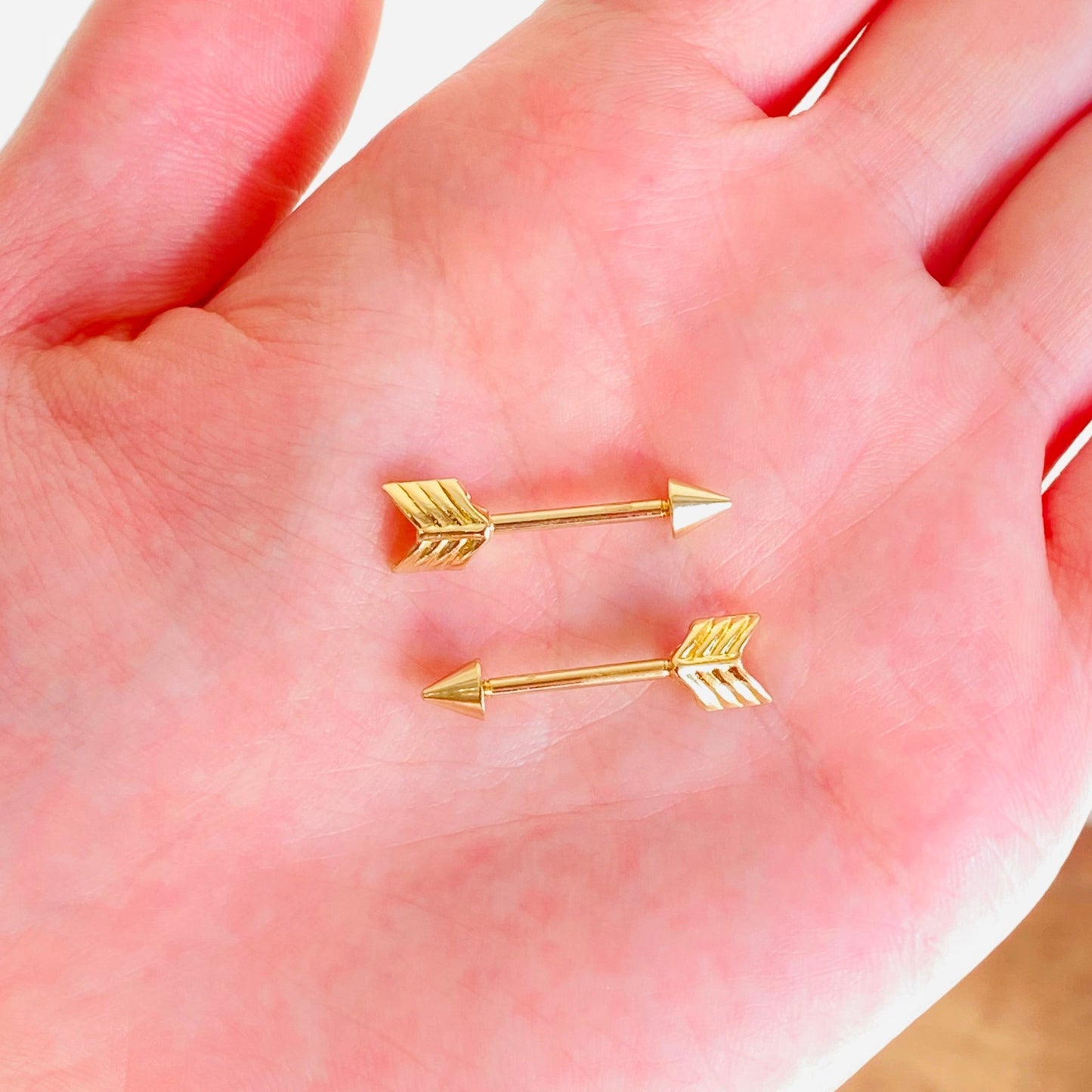 Gold Steel Arrow Nipple Ion Plated Barbell