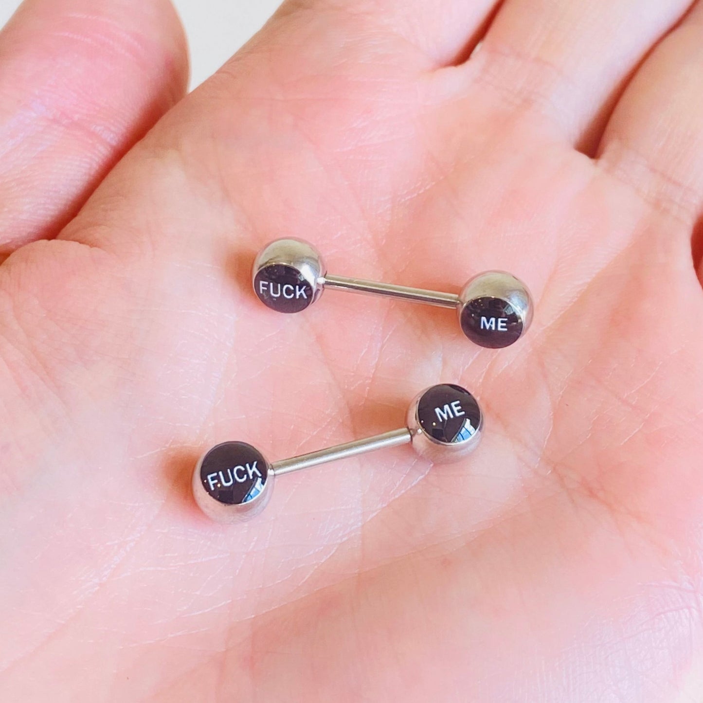 Fuck Me 8mm Logo Bad Word Nipple Barbell