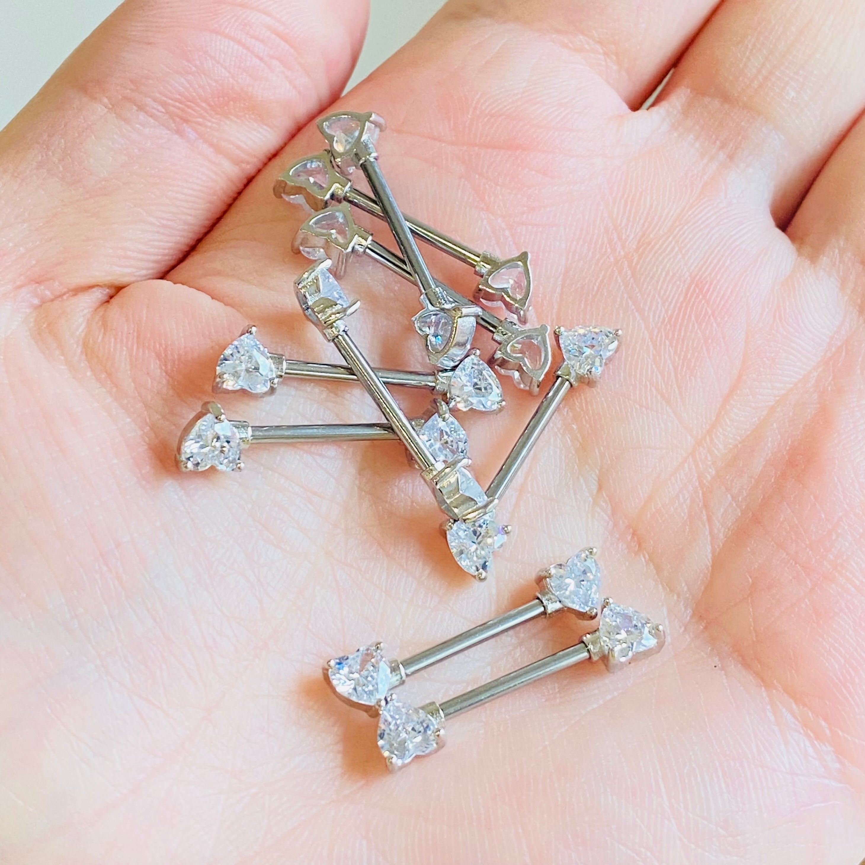 XFSRG 4 paar 14G tepelpiercing chirurgisch staal voor dames body piercing roestvrij staal hart barbell schattige strik tepelpiercing sieraden, Roestvrij staal XFSRG 4 paar 14G tepelpiercing chirurgisch staal voor dames body piercing roestvrij staal hart barbell schattige strik tepelpiercing sieraden, Roestvrij staal