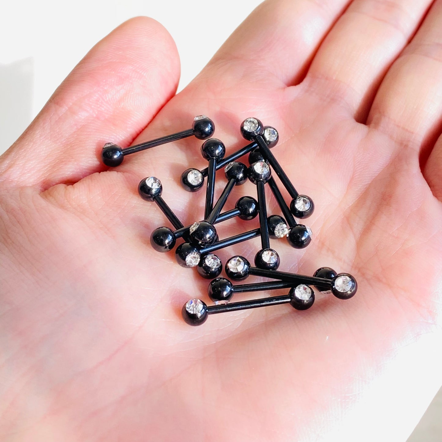 Black Steel Ion Plated Double Gem Nipple Barbell