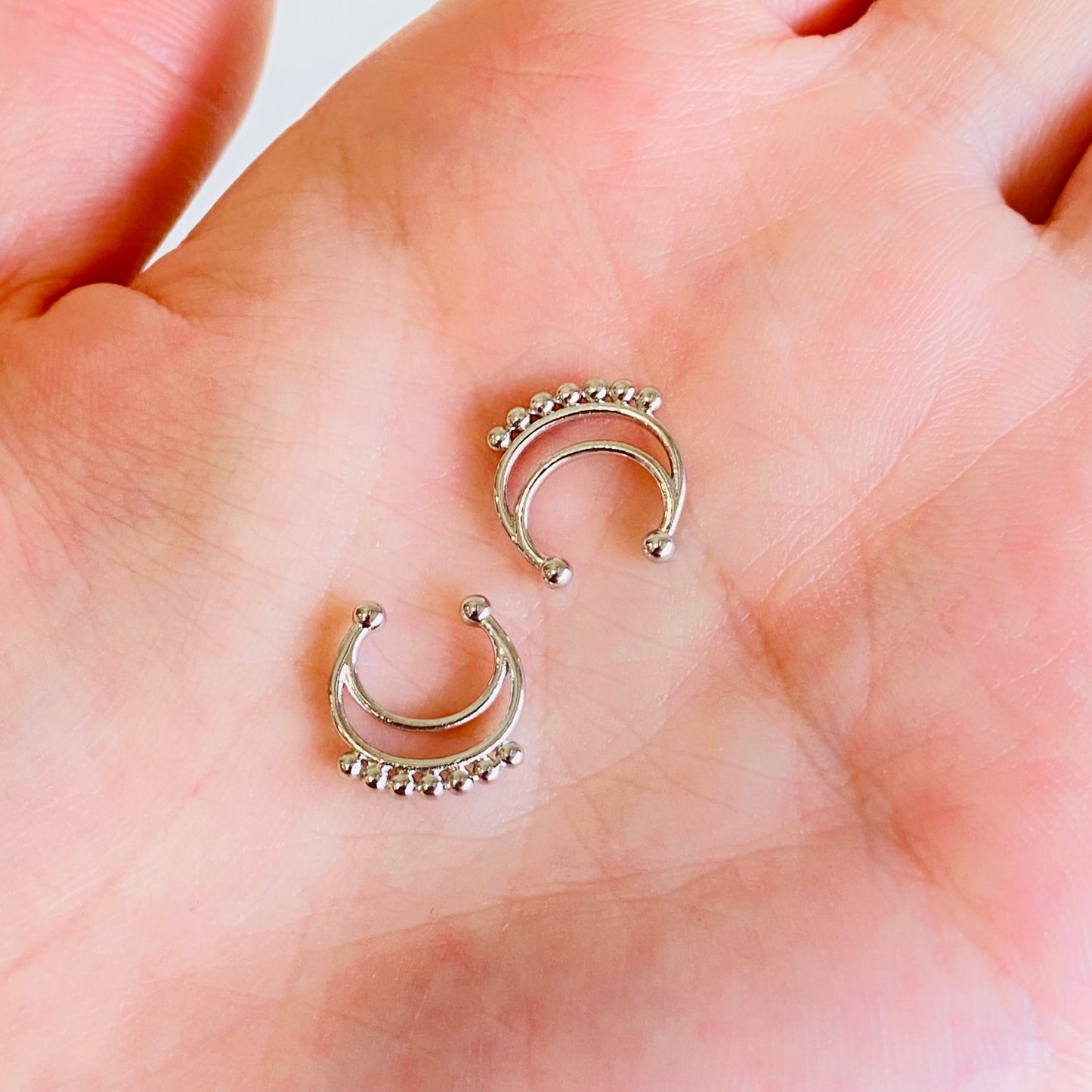 Beaded Clip On Septum Nipple Hoop