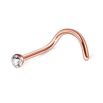 Rose Gold Titanium CZ Nose Screw