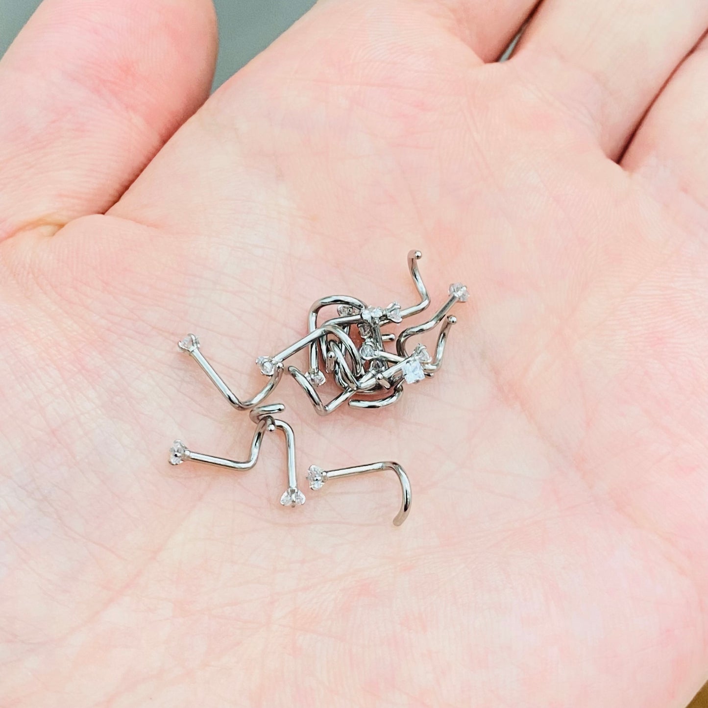 Prong Set Square CZ Steel Nose Screw