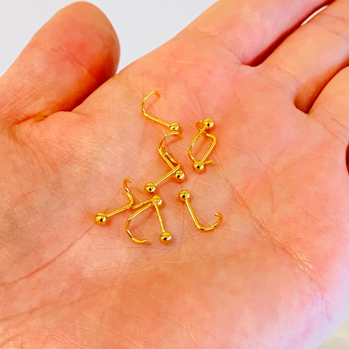 Gold Steel 2mm Ball Ion Plated Nose Screw Ring