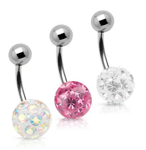 Epoxy Coated Steel Ferido Multi CZ Belly Ring