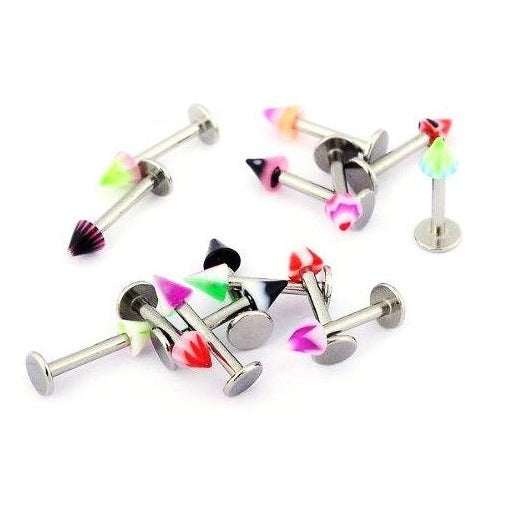 16G Assorted Acrylic Spike Cone Labret