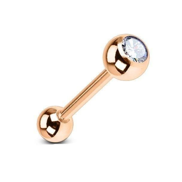 Rose Gold CZ Ion Plated Tongue Ring