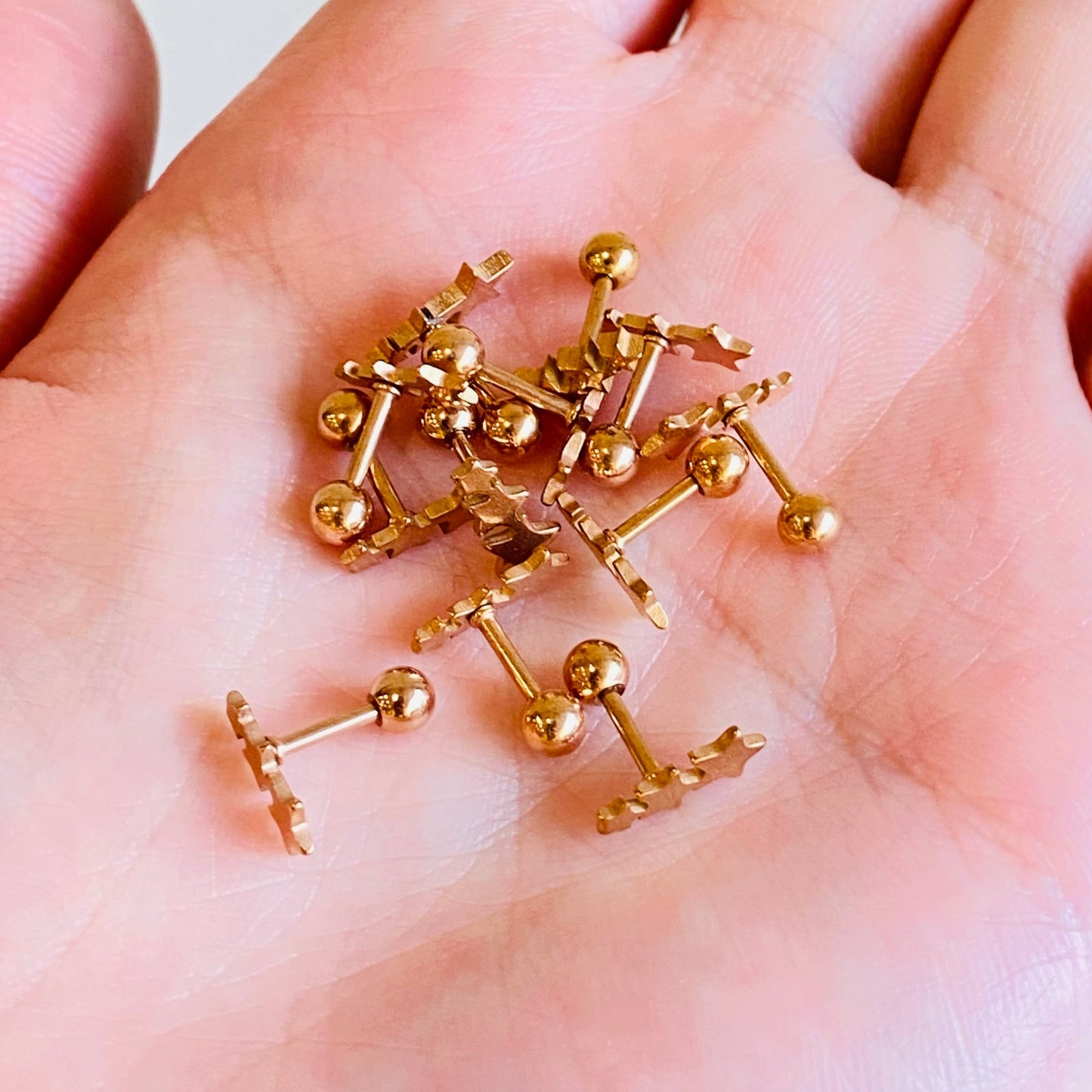 Rose Gold Steel Triple Star Ion Plated Tragus Barbell