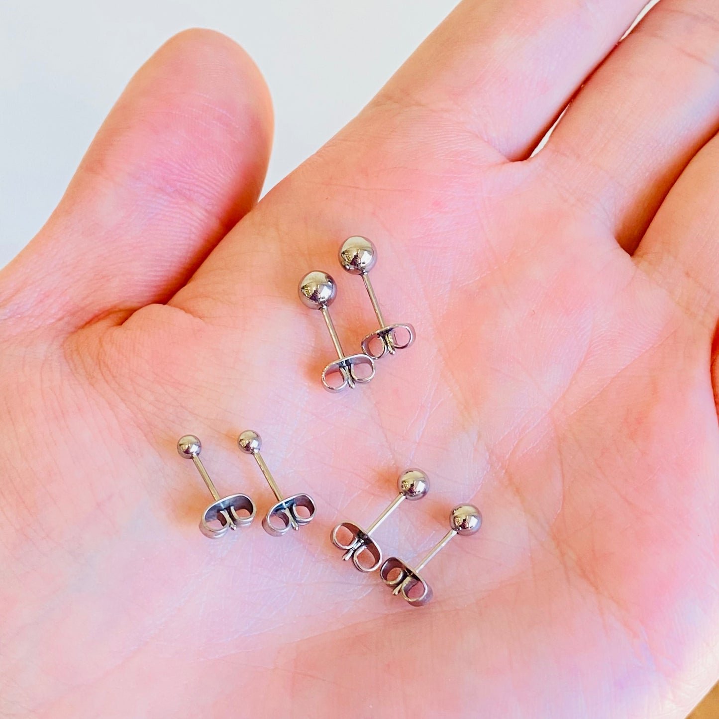 PAIR of G23 Titanium Solid Ball Stud Earrings